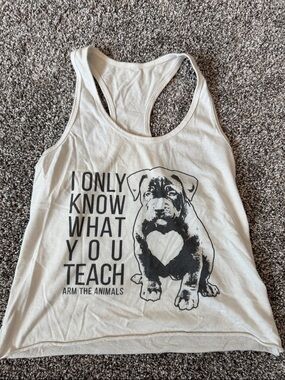 I Only Know What You Teach Dog Graphic Tank Top - white pitbull